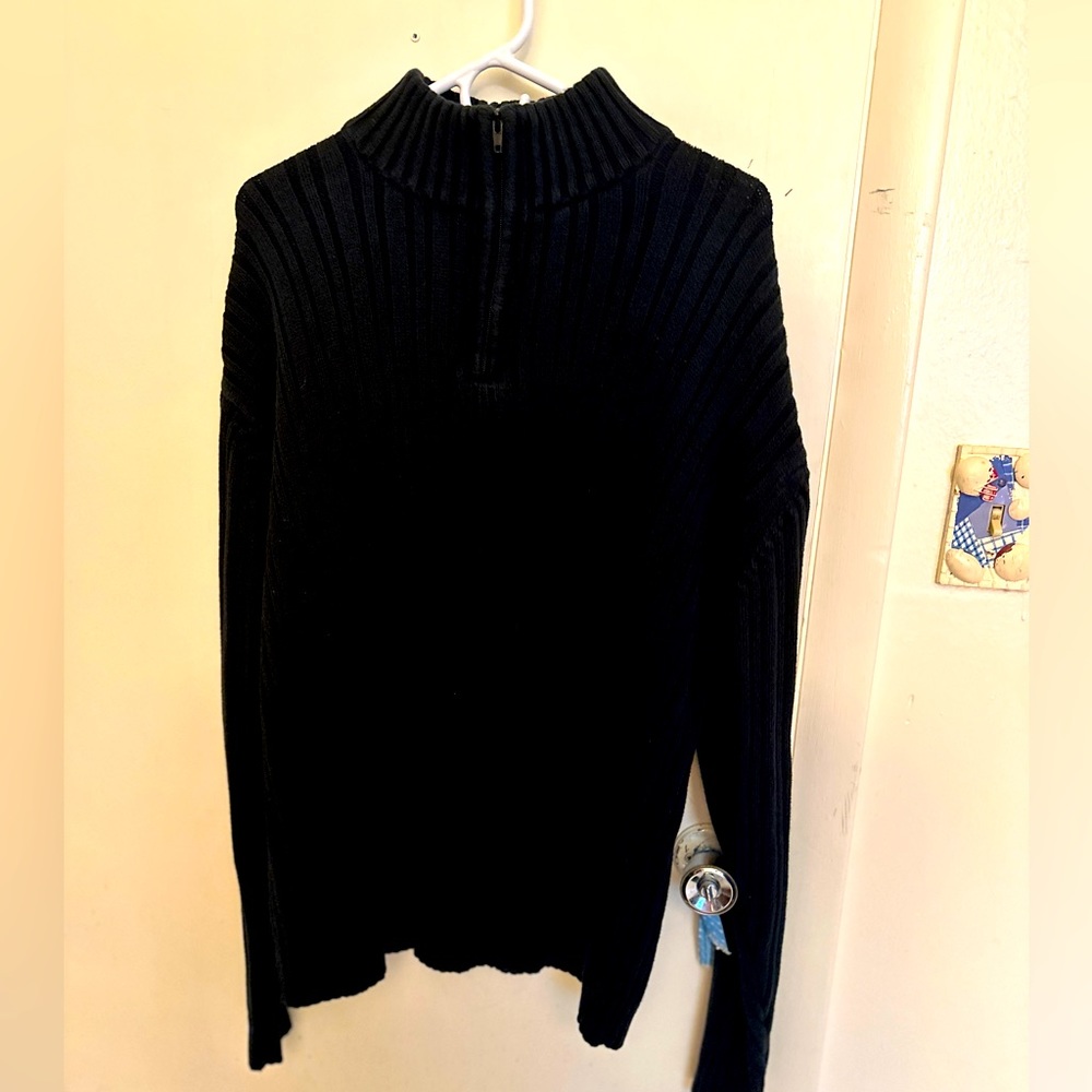 Wilke Rodriguez Men's XL 1/4 Zip Sweater Pullover Black Collared